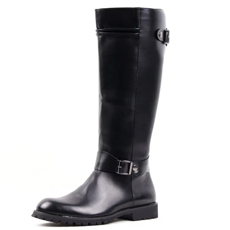 mens luxury fashion high motorcycle boots black stylish original leather shoes stage nightclub dress knight boot cool long botas