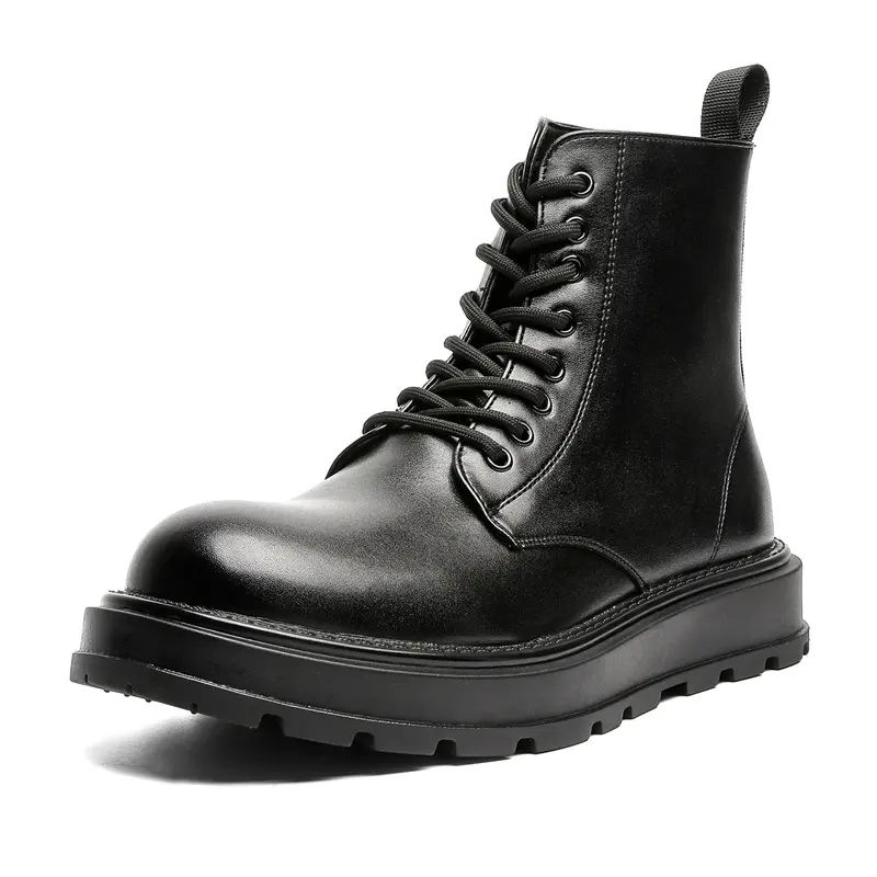 England style men's fashion autumn winter boots lace-up genuine leather shoes cowboy platform boot cool high motorcycle botas
