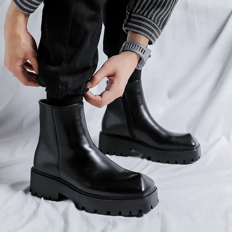 italian brand designer men chelsea boots luxury fashion pointed toe shoes cowboy platform boot handsome original leather botas