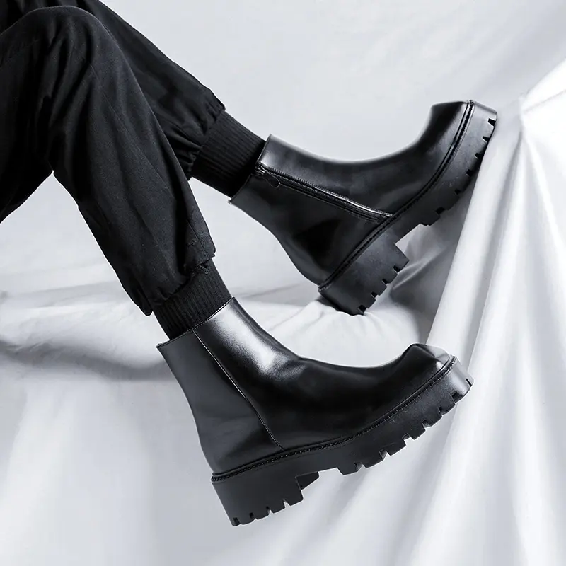 italian brand designer men chelsea boots luxury fashion pointed toe shoes cowboy platform boot handsome original leather botas