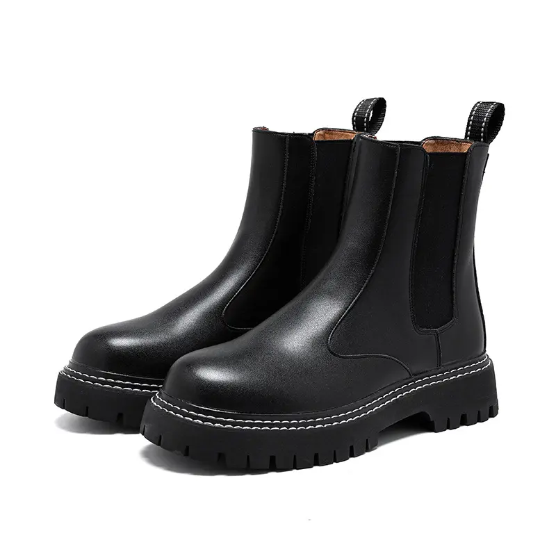 mens fashion high chelsea boots slip-on original leather shoes cowboy platform boot party banquet handsome long motorcycle botas