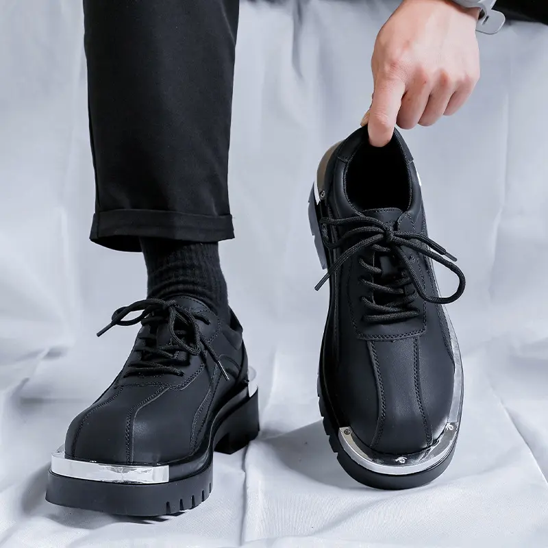 men's luxury fashion original leather shoes black stylish platform shoe party prom dresses brand designer gentleman footwear man