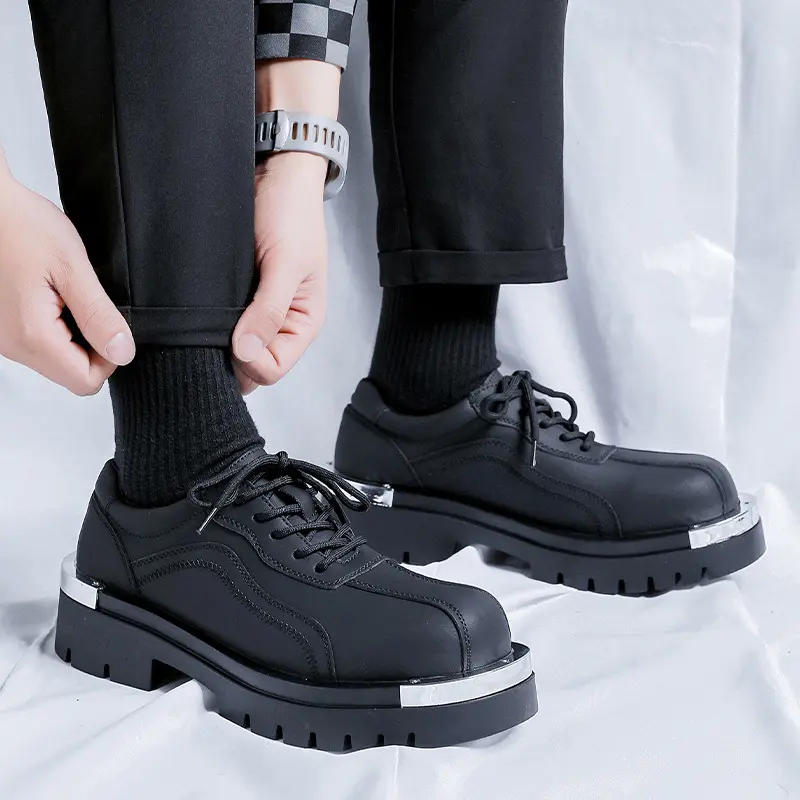men's luxury fashion original leather shoes black stylish platform shoe party prom dresses brand designer gentleman footwear man