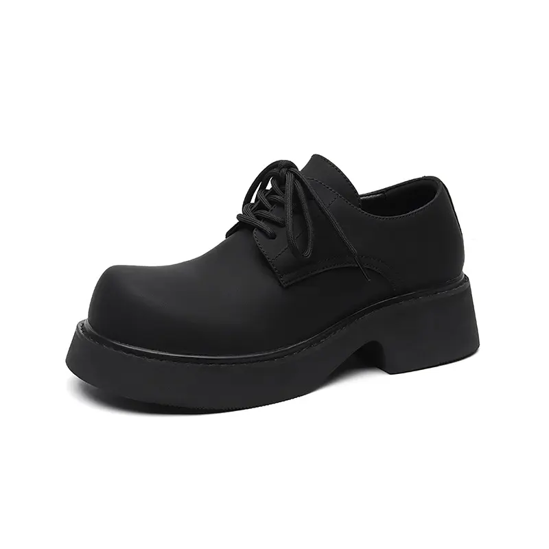 big size mens casual business wedding formal dress shoes lace-up black white platform shoe original leather footwear gentleman