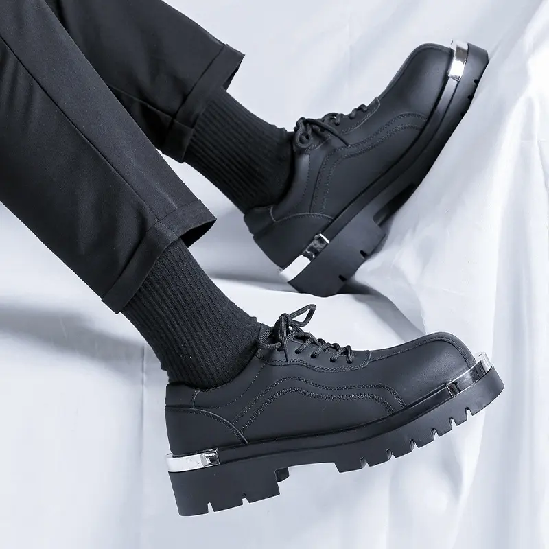 men's luxury fashion original leather shoes black stylish platform shoe party prom dresses brand designer gentleman footwear man