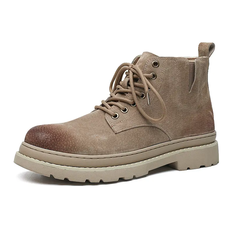 mens casual desert boots cow suede leather shoes cowboy tooling work boot youth street style spring autumn ankle platform botas