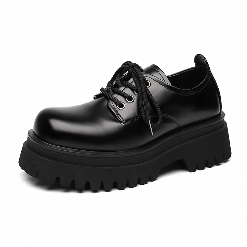 men casual business wedding formal dress original leather shoes lace-up derby shoe black stylish gentleman platform footwear man