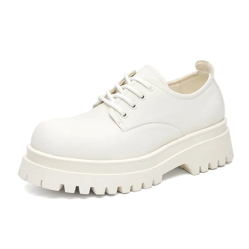 large size mens casual business office platform shoes lace-up genuine leather derby shoe black white sneakers gentleman footwear