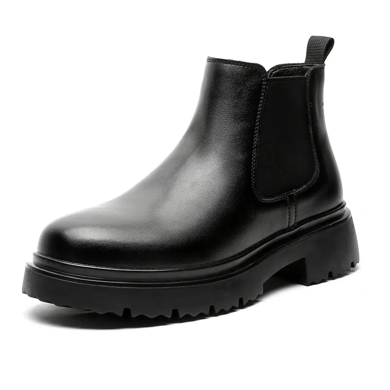 men fashion party prom dress chelsea boots slip-on genuine leather shoes cowboy autumn winter boot cool platform ankle botas man
