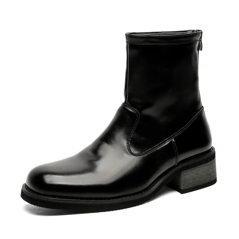 Korean style men fashion high chelsea boots black brown original leather shoes vintage cowboy boot handsome long motorcycle bota
