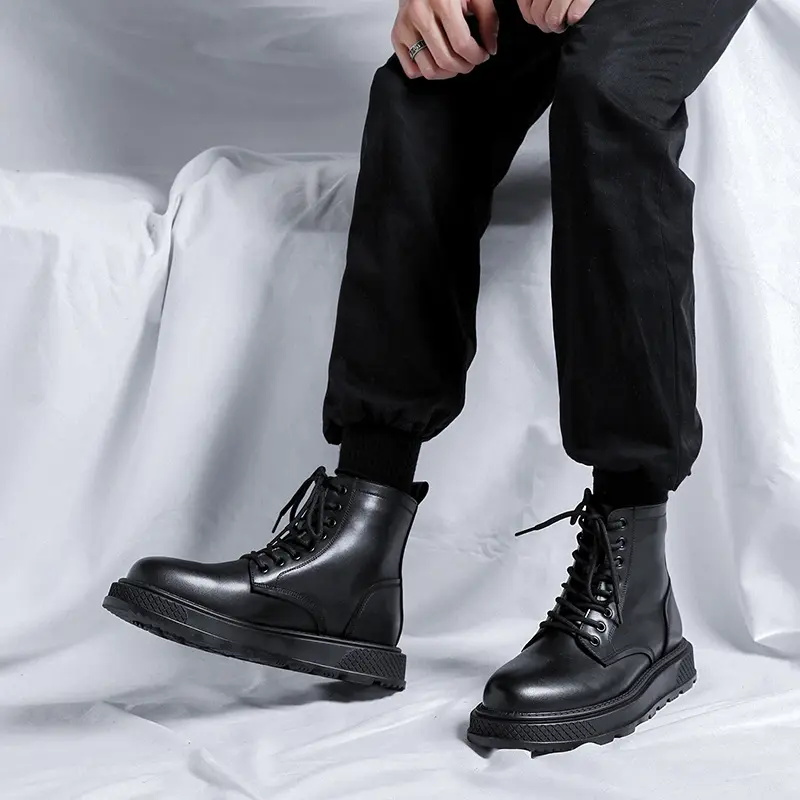 men luxury fashion motorcycle boots brand designer shoes party nightclub dress cowboy genuine leather boot platform ankle botas