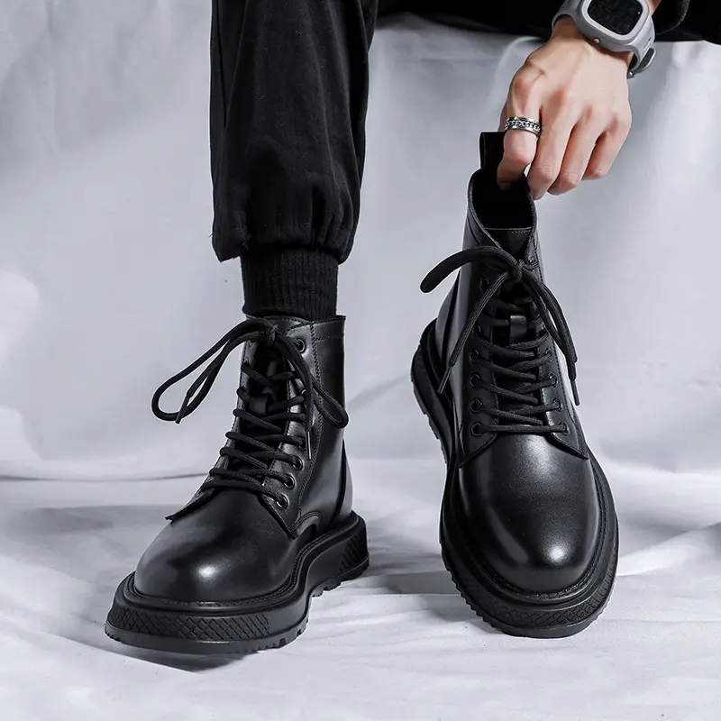 men luxury fashion motorcycle boots brand designer shoes party nightclub dress cowboy genuine leather boot platform ankle botas