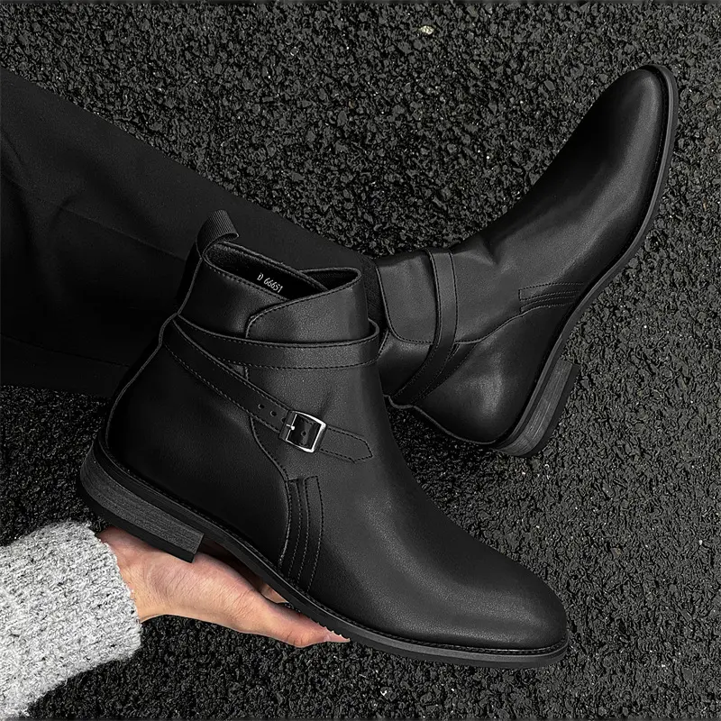 England style mens casual party prom dress chelsea boots designer natural leather shoes cowboy ankle boot cool short botas mans