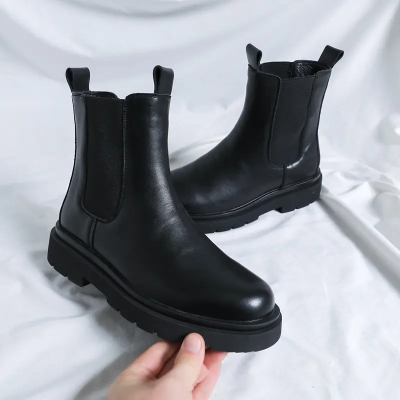 mens fashion chelsea boots black trendy original leather shoes cowboy platform boot big size autumn winter high botas masculinas