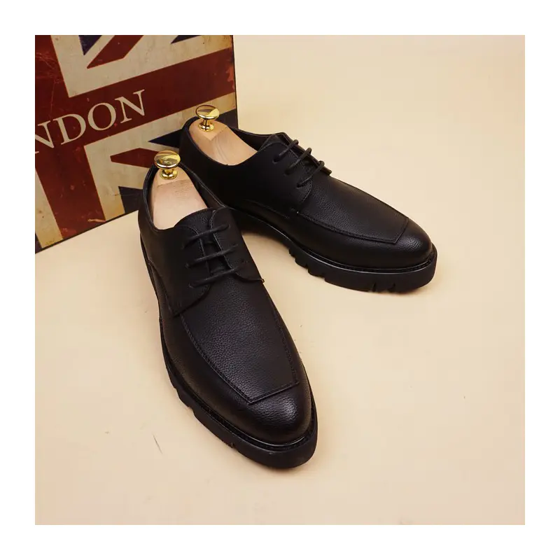 men's casual business office dresses natural leather shoes black tide derby shoe breathable platform sneakers gentleman footwear