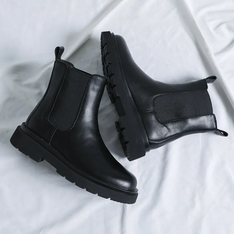 mens fashion chelsea boots black trendy original leather shoes cowboy platform boot big size autumn winter high botas masculinas