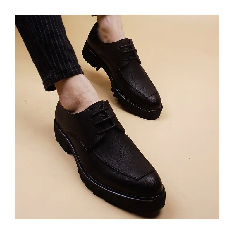 men's casual business office dresses natural leather shoes black tide derby shoe breathable platform sneakers gentleman footwear