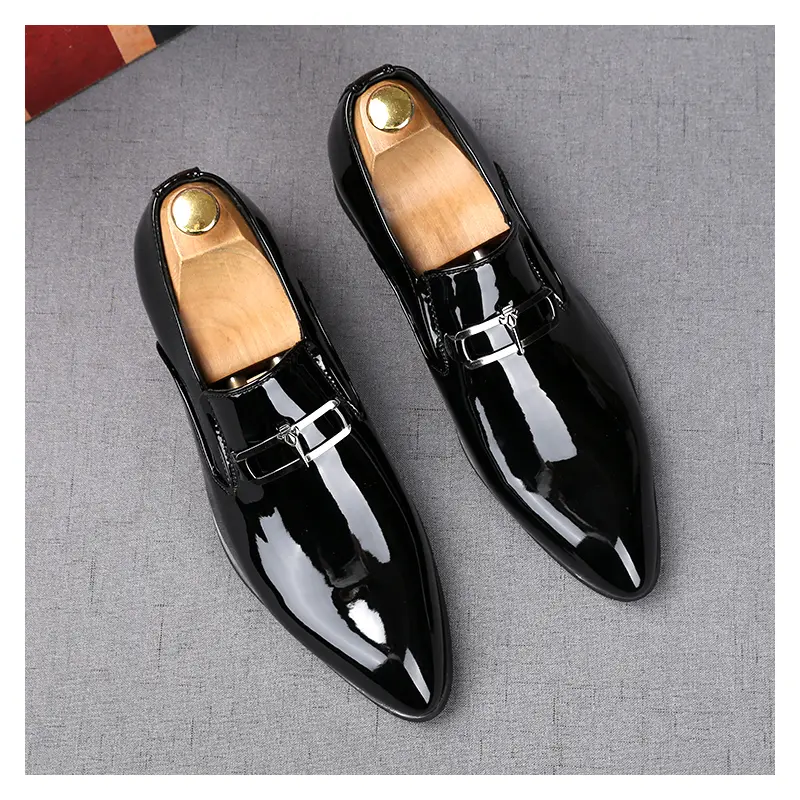 men's fashion party prom dress shoes slip-on patent leather oxfords shoe breathable summer loafers brand designer trend footwear