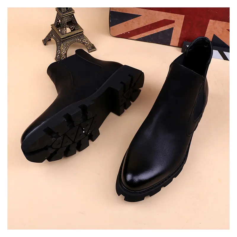 men fashion chelsea boots slip-on original leather shoes cowboy autumn winter boot party prom dress platform ankle botas hombre