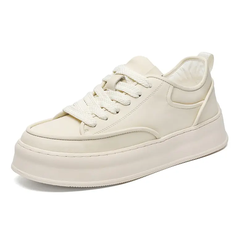 Korean style men casual flats platform shoes lace-up white original leather oxfords shoe youth street sneakers trendy footwear