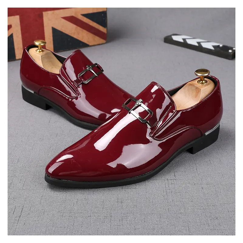 men's fashion party prom dress shoes slip-on patent leather oxfords shoe breathable summer loafers brand designer trend footwear