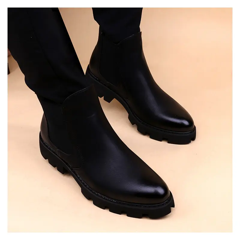 men fashion chelsea boots slip-on original leather shoes cowboy autumn winter boot party prom dress platform ankle botas hombre