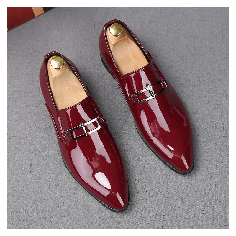 men's fashion party prom dress shoes slip-on patent leather oxfords shoe breathable summer loafers brand designer trend footwear