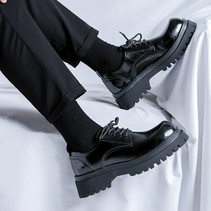 men's casual business office formal dress shoes black tide original leather derby shoe platform sneakers gentleman footwear mans