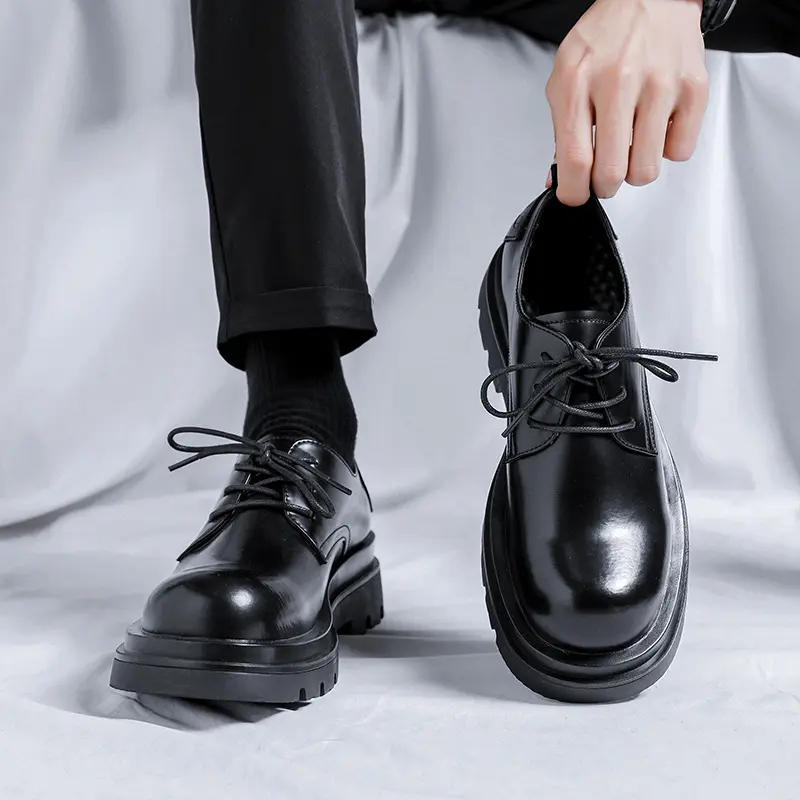 men's casual business wedding dresses original leather shoes black tide platform shoe breathable sneakers gentleman footwear man