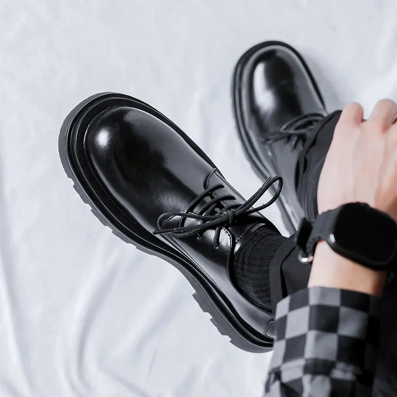 men's casual business wedding dresses original leather shoes black tide platform shoe breathable sneakers gentleman footwear man