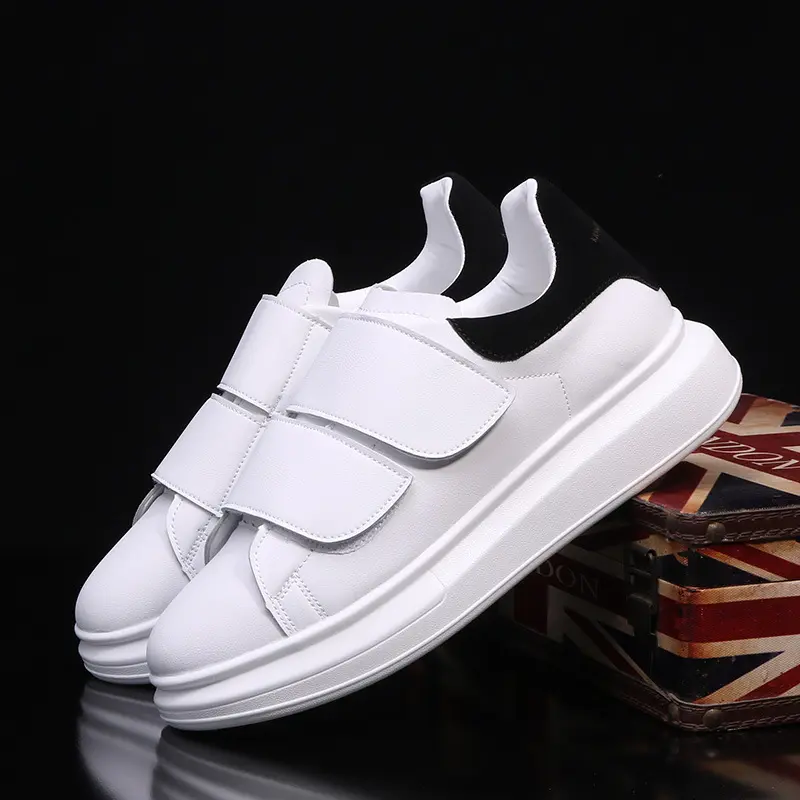 mens casual natural leather shoes flats platform white shoe hook loop sneakers outdoors hiking travel street stylish footwear