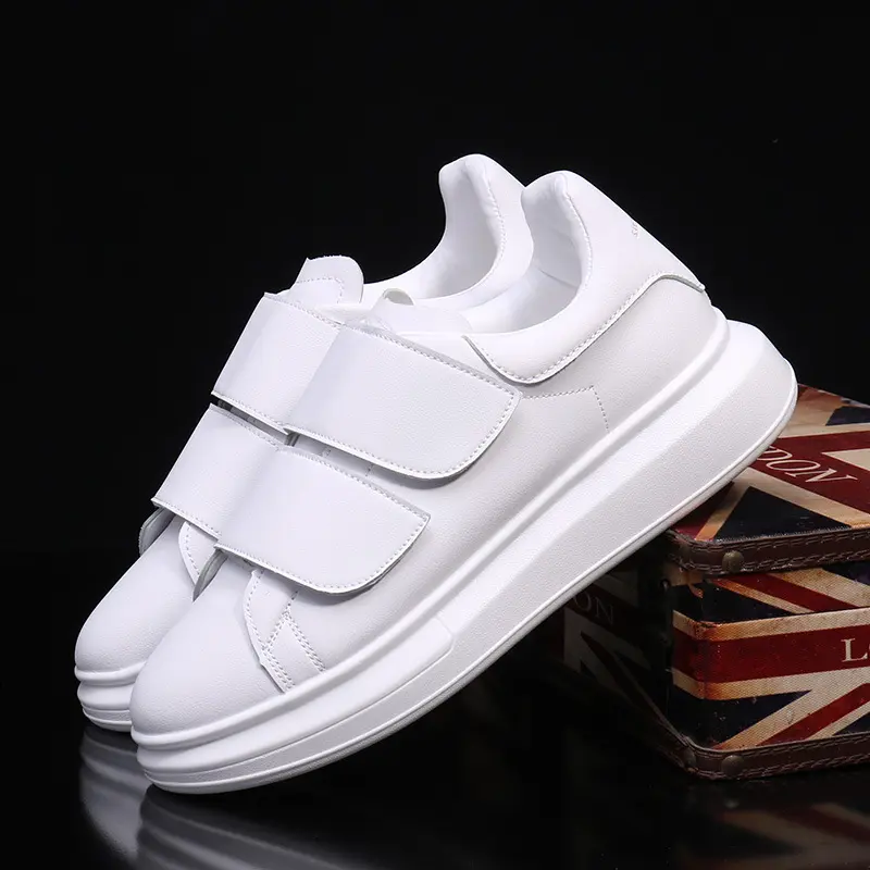 mens casual natural leather shoes flats platform white shoe hook loop sneakers outdoors hiking travel street stylish footwear