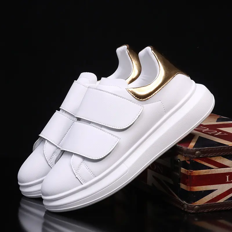 mens casual natural leather shoes flats platform white shoe hook loop sneakers outdoors hiking travel street stylish footwear