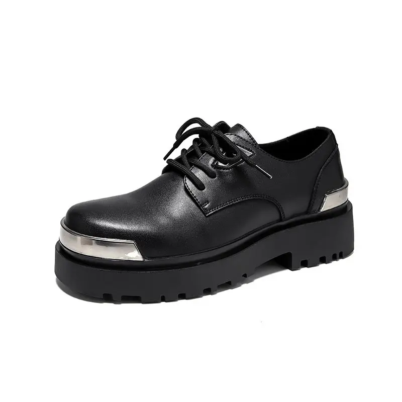 big size men fashion party nightclub dress platform shoes lace-up derby shoe black stylish sneakers youth gentleman footwear man
