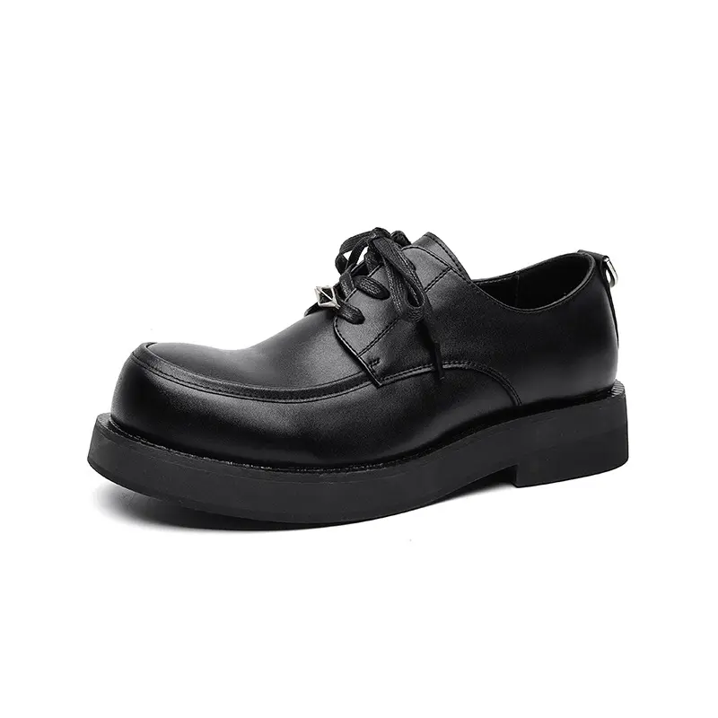 men casual large toe shoes lace-up original leather platform shoe business wedding formal dress gentleman breathable footwear