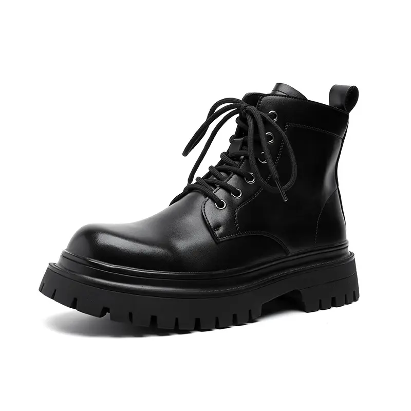 men fashion party banquet dress autumn winter boots lace-up natural leather shoes cowboy platform boot handsome ankle botas mans