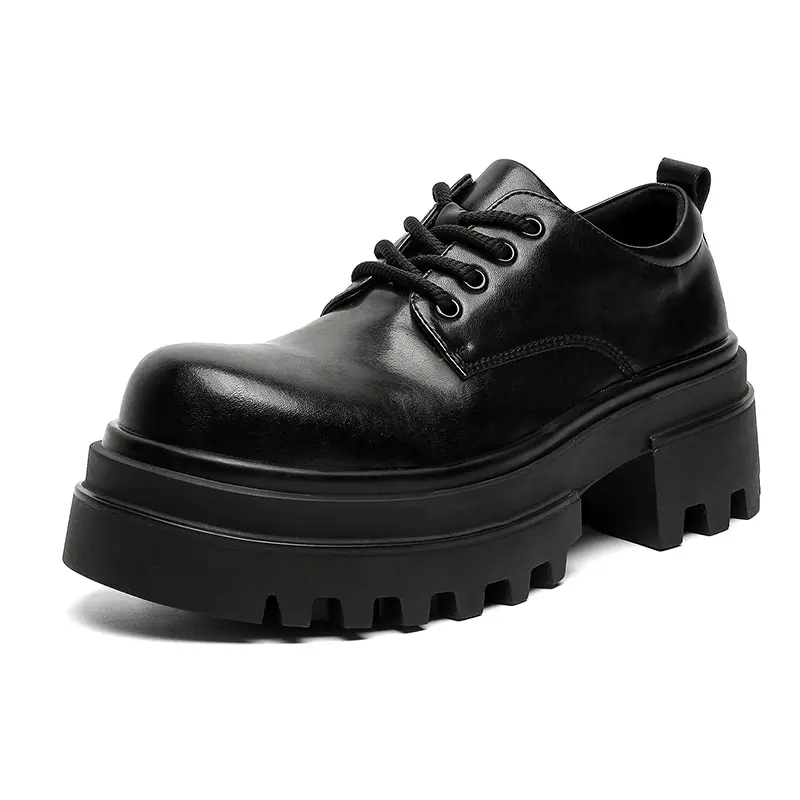 men's casual business wedding formal dress shoes black trendy platform derby shoe brand designer genuine leather footwear youth