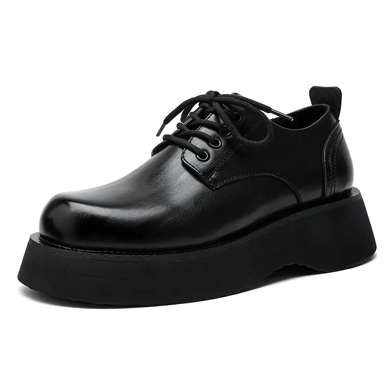 men's casual original leather shoes lace-up derby shoe business wedding formal dress black brown platform sneakers mans footwear