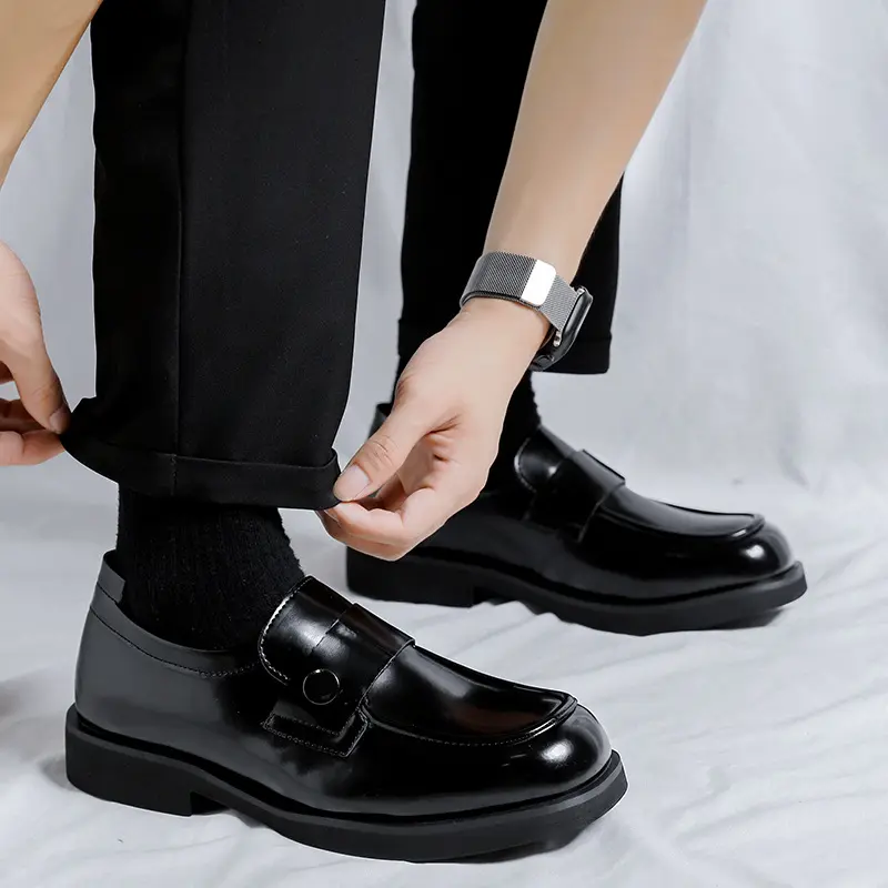 mens fashion business wedding dress genuine leather shoes slip-on driving shoe square toe summer loafers black designer footwear