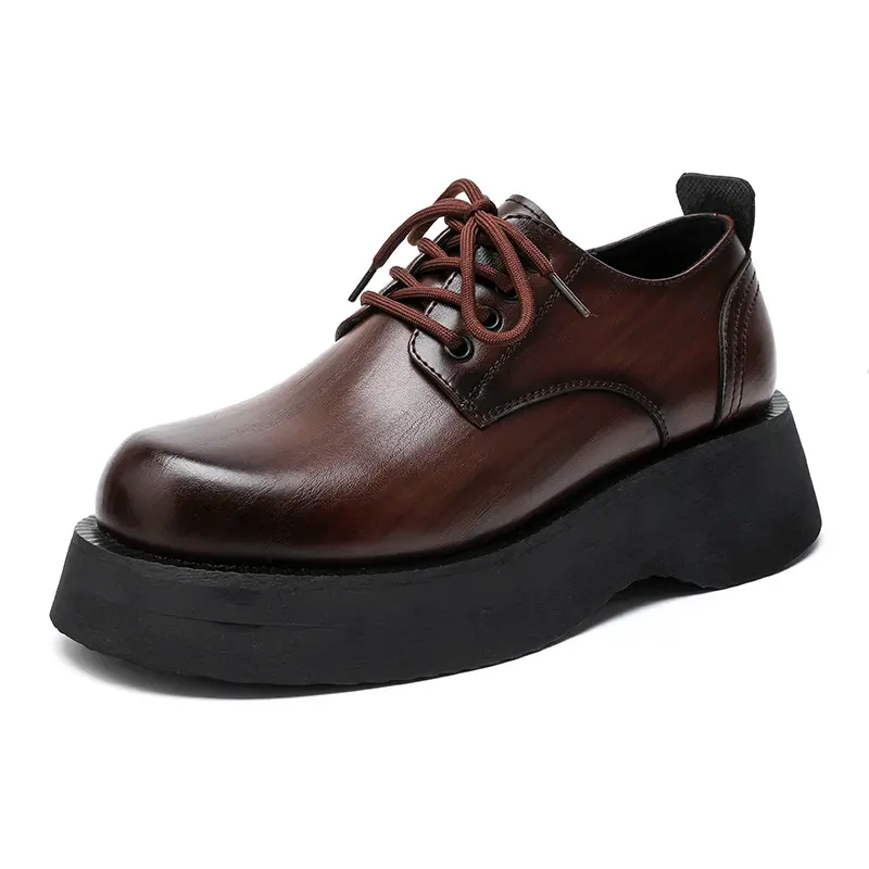 men's casual original leather shoes lace-up derby shoe business wedding formal dress black brown platform sneakers mans footwear
