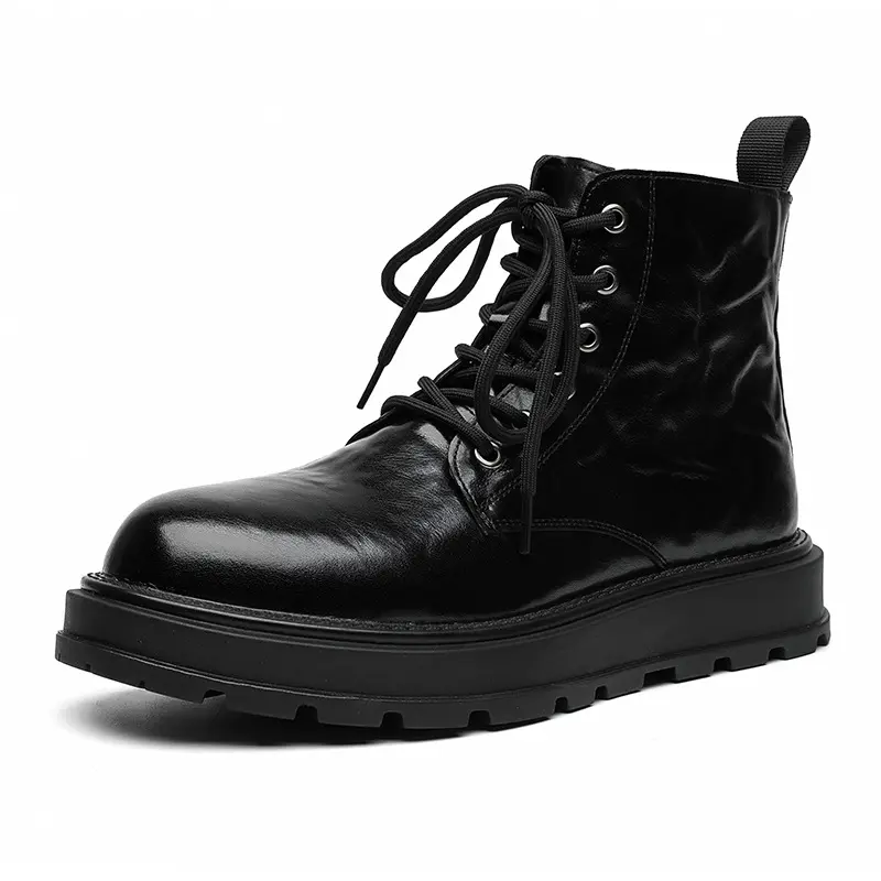 England style mens casual original leather boots black trendy platform shoes party prom dress cowboy ankle boot short botas mans