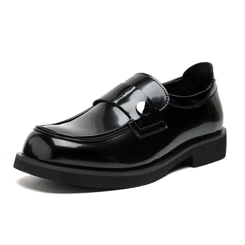 mens fashion business wedding dress genuine leather shoes slip-on driving shoe square toe summer loafers black designer footwear