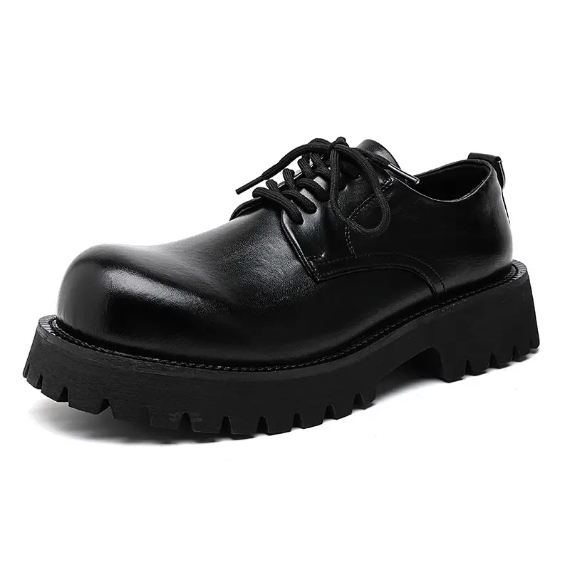 men's casual business office formal dress platform shoes black brown genuine leather deby shoe breathable gentleman footwear man
