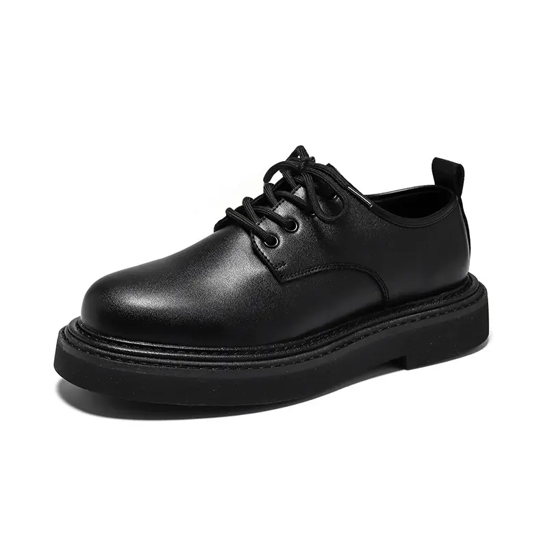 men's casual original leather shoes lace-up derby shoe business wedding formal dress black tide platform footwear zapatos hombre