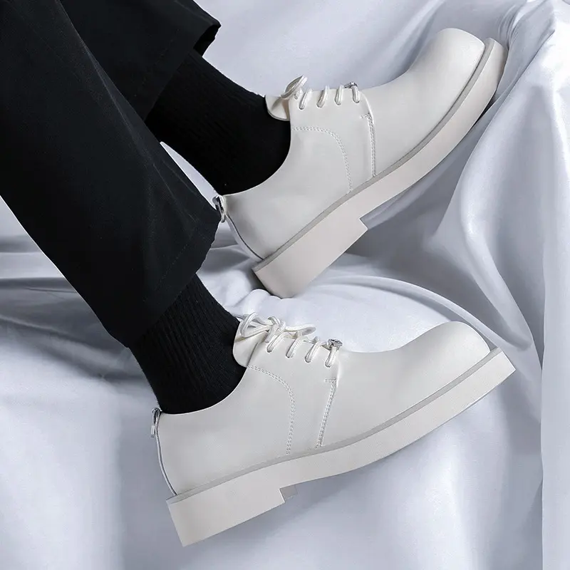 plus size mens fashion wedding party dress genuine leather shoes lace-up oxfords shoe black white platform sneakers man footwear