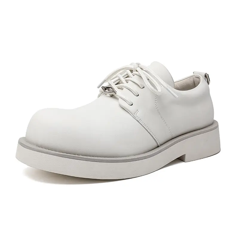 plus size mens fashion wedding party dress genuine leather shoes lace-up oxfords shoe black white platform sneakers man footwear