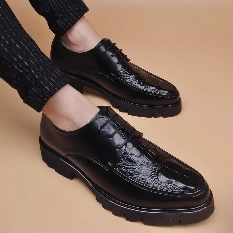 men luxury fashion business wedding dress original leather shoes lace-up derby shoe trendy platform sneakers designer footwear