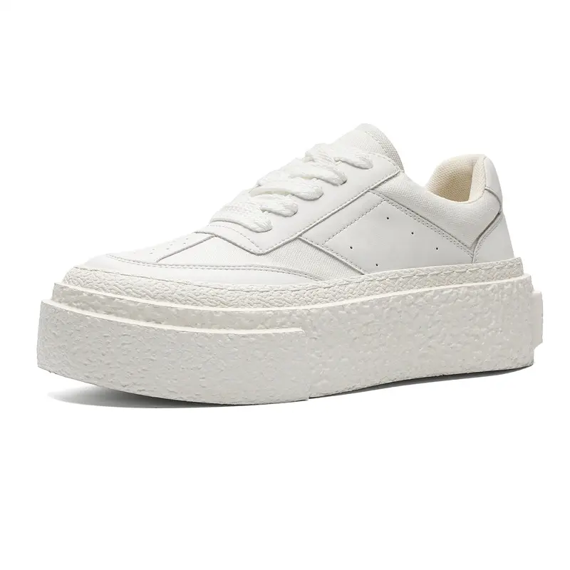 mens casual breathable flats platform shoes lace-up oxfords shoe black white original leather sneakers street style footwear man