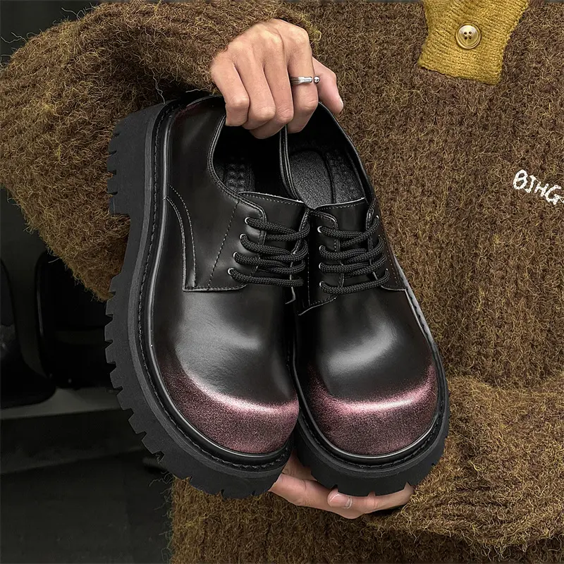 big size men's fashion genuine leather shoes lace-up platform derby shoe hip hop punk big toe cowboy designer sneakers footwear