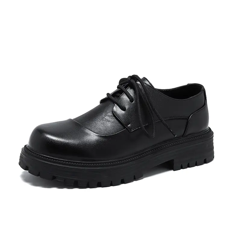 men casual business office formal dress shoes lace-up genuine leather derby shoe black platform sneakers gentleman footwear mans